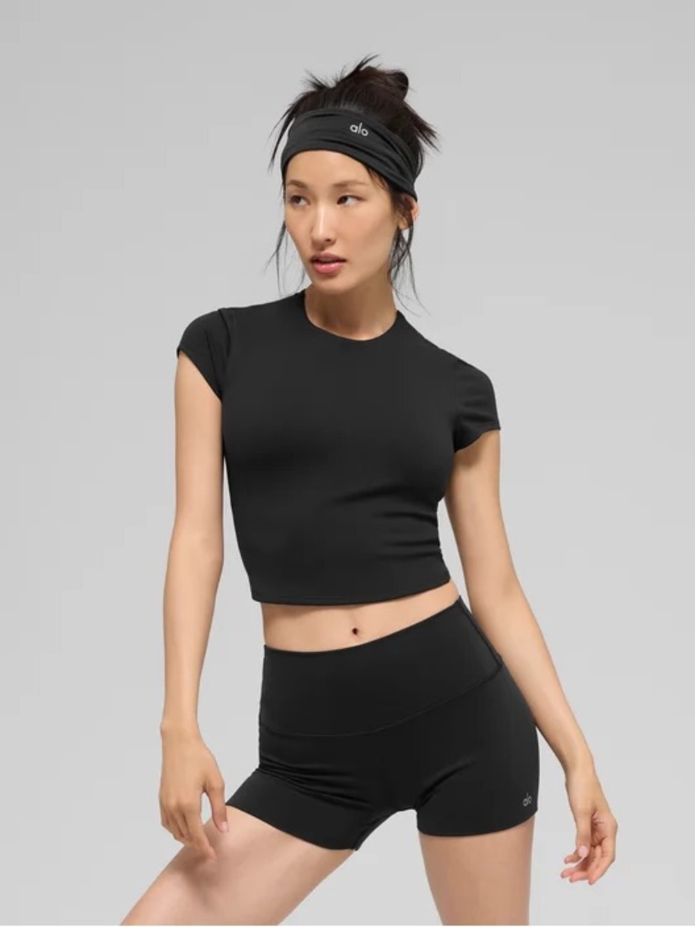 NWT ALO Yoga Softsculpt Best Bet Short Sleeve Top in Black - S